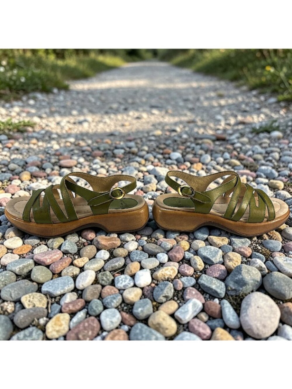 Dansko Lolita Strappy Platform Sandals Cactus Green Leather Size EU 40 41 US 10 - Picture 5 of 13